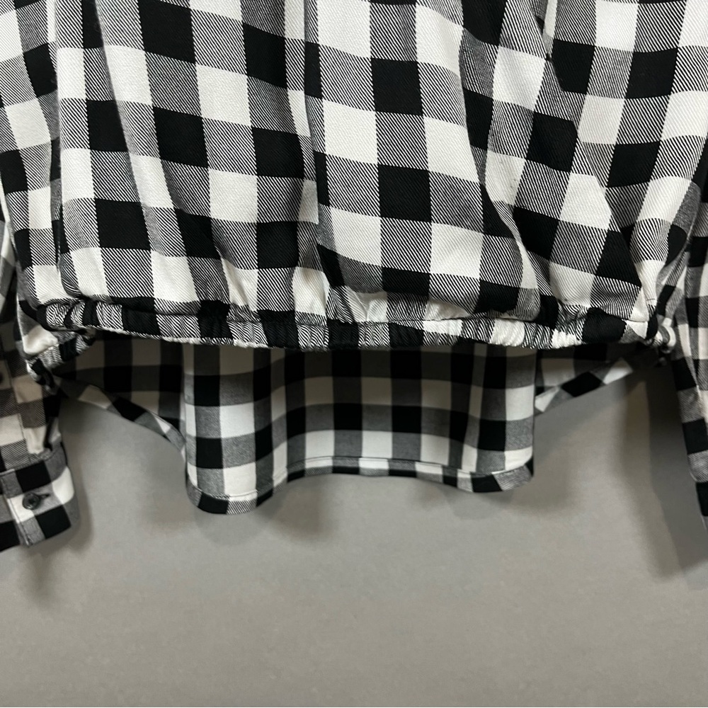 Madewell Black White Buffalo Check Wrap Long Sleeve Top - Picture 4 of 13
